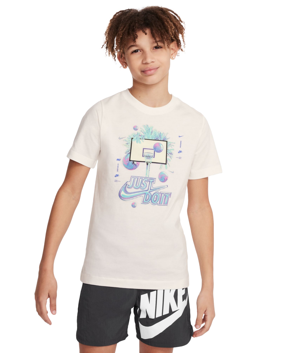 Nike Big Kids Sportswear Cotton Just Do It Graphic T-shirt In Sail
