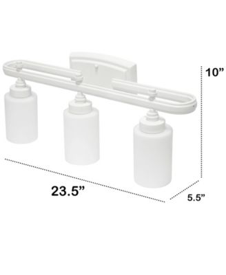 Essentix Contemporary Three Light Metal and Opaque White Glass Shade Vanity Uplight Downlight Wall Mounted Fixture 