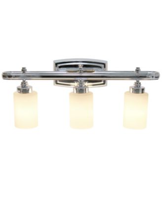 Essentix Contemporary Three Light Metal and Opaque White Glass Shade Vanity Uplight Downlight Wall Mounted Fixture 