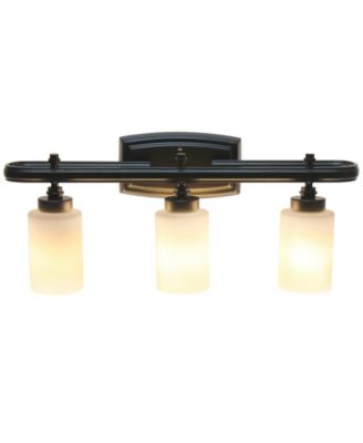 Essentix Contemporary Three Light Metal and Opaque White Glass Shade Vanity Uplight Downlight Wall Mounted Fixture 
