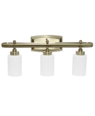 Essentix Contemporary Three Light Metal and Opaque White Glass Shade Vanity Uplight Downlight Wall Mounted Fixture 