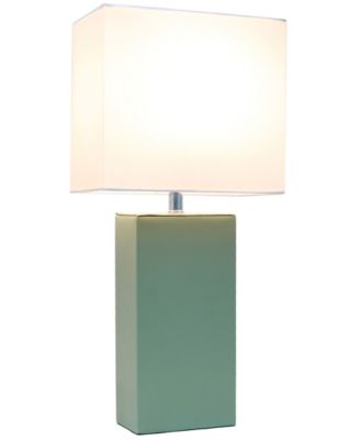 Lalia Home Lexington 21" Leather Base Modern Home D&eacute;cor Bedside Table Lamp with White Rectangular Fabric Shade
