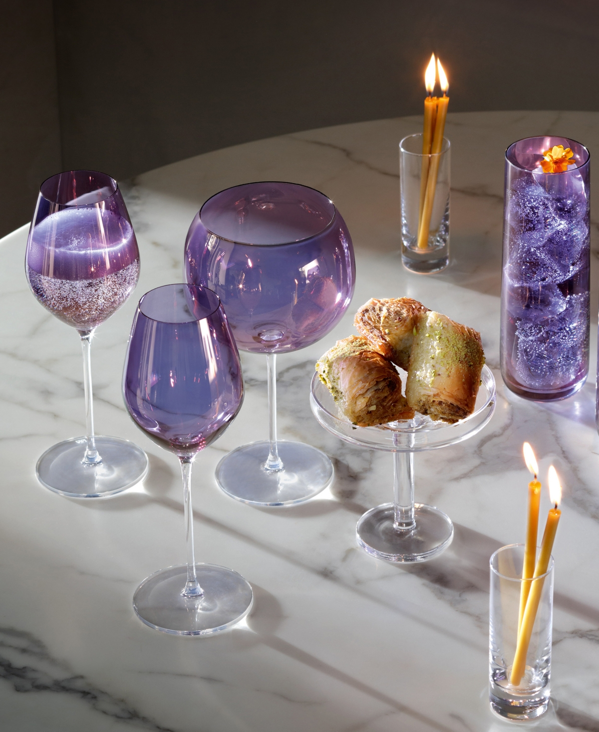 Shop Lsa International Aurora Champagne Tulip Glasses, Set Of 4 In Violet