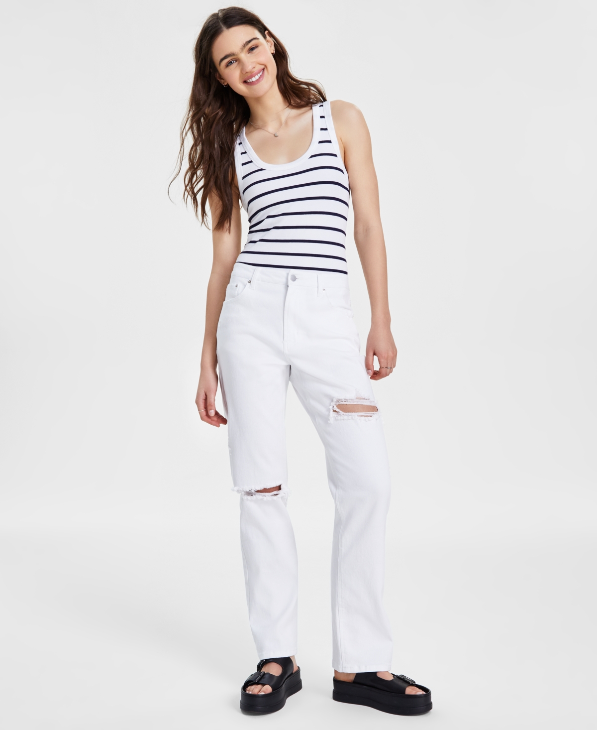 Ultra Flirt Juniors' Scoop-Neck Bodysuit -Navy