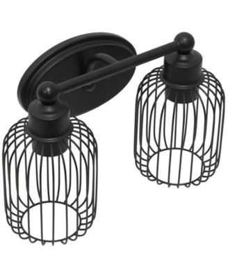 Ironhouse Two Light Industrial Decorative Cage Vanity Uplight Downlight Wall Mounted Fixture 