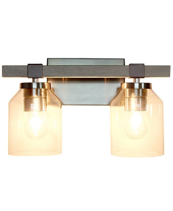 Lalia Home Barnlit Rustic Two Light Metal and Clear Glass Shade Vanity ...