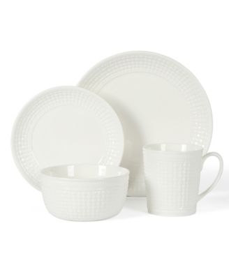Martha Stewart Basket Weave Embossed 16 Piece Dinnerware Set, Service for 4
