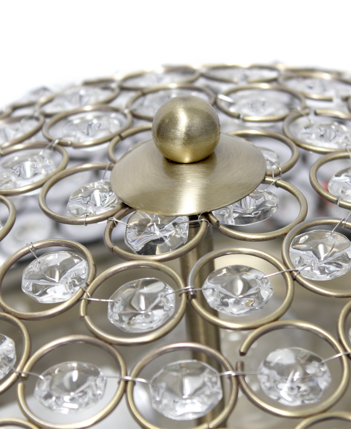 Lalia Home 13" Classix Crystal Glam Two Light Decorative Dome Shaped Metal Flush Mount Ceiling Fixture In Antique Brass