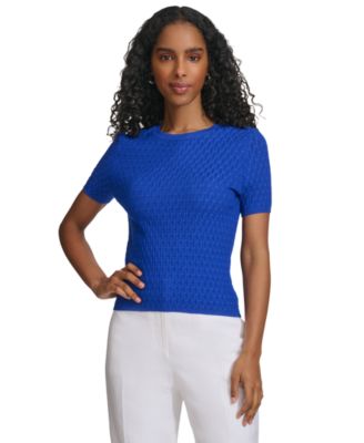 Calvin Klein - Women's Textured Short-Sleeve Sweater