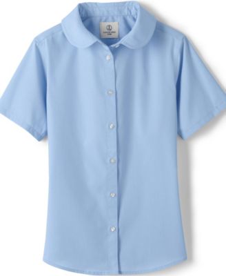 Big Girls Short Sleeve Peter Pan Collar Broadcloth Shirt