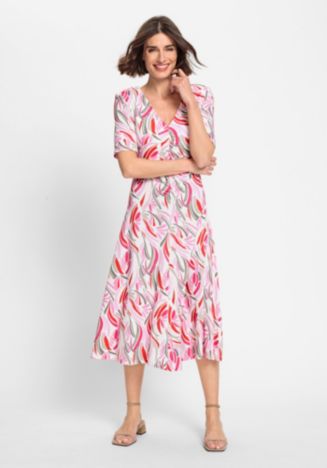 Olsen Women's Short Sleeve Allover Floral Print Midi Dress - Macy's