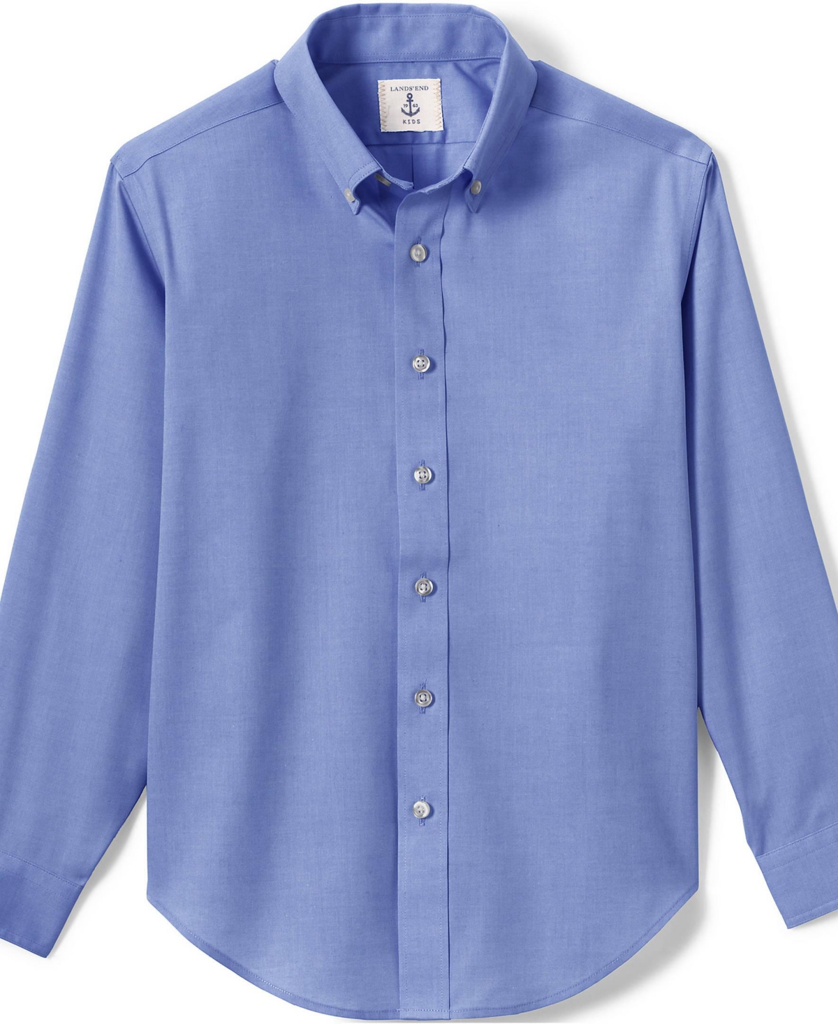 Lands' End Big Boys School Uniform Long Sleeve No Iron Pinpoint Dress Shirt
