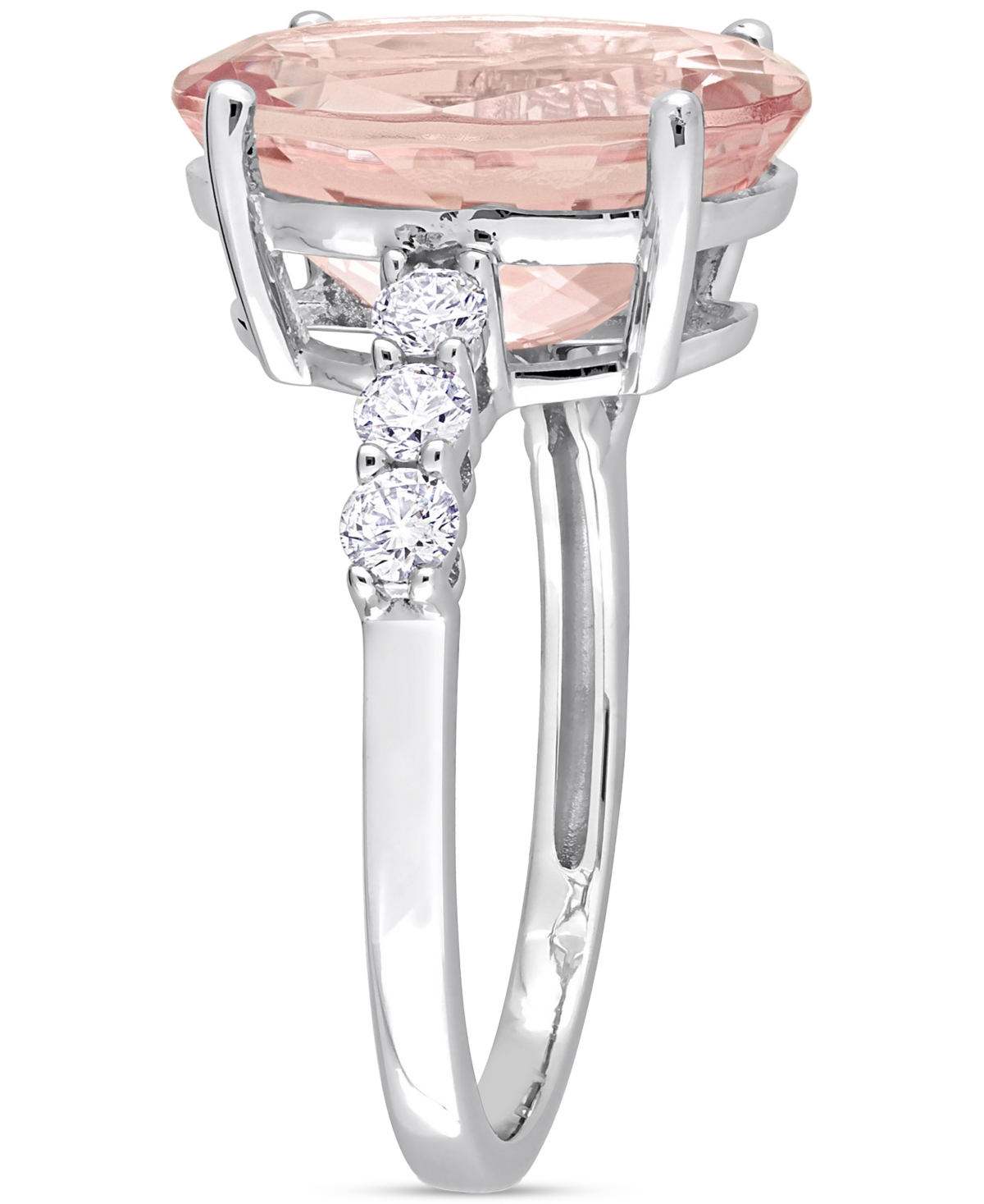 Macy's Morganite (4-3/4 Ct. T.w.) & Diamond (3/8 Ct. T.w.) Oval Statement Ring In 14k White Gold In Morganite