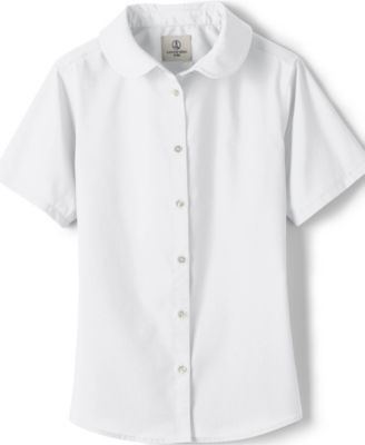 Big Girls Short Sleeve Peter Pan Collar Broadcloth Shirt