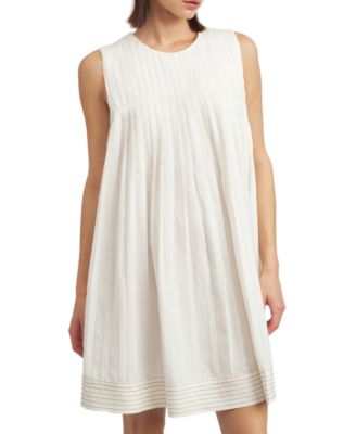 knee length dresses for ladies Lily Sleeveless Swing Mini Dress-White