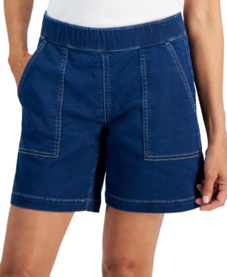 Women's Denim Mid-Rise Pull-On Shorts