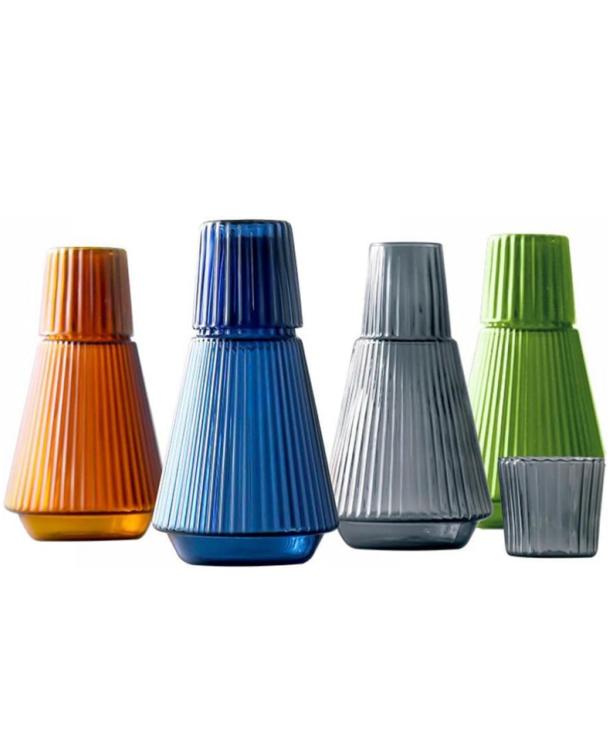 Fifth Avenue Manufacturers 2-piece Ribbed Carafe And Cup Set In Grey