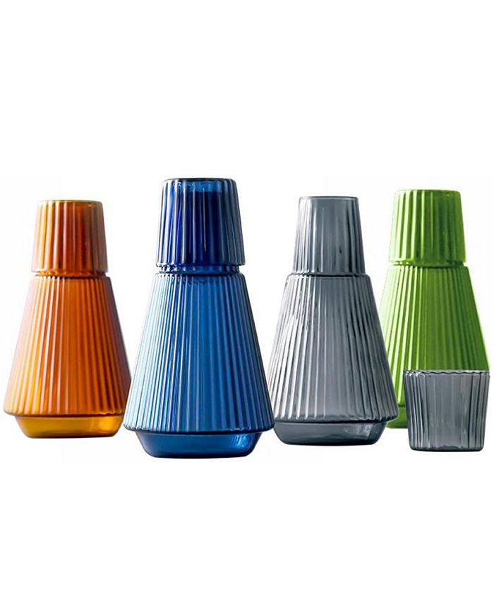 Jay Companies Gray Ribbed Glass 2-Piece Carafe Set main image 0