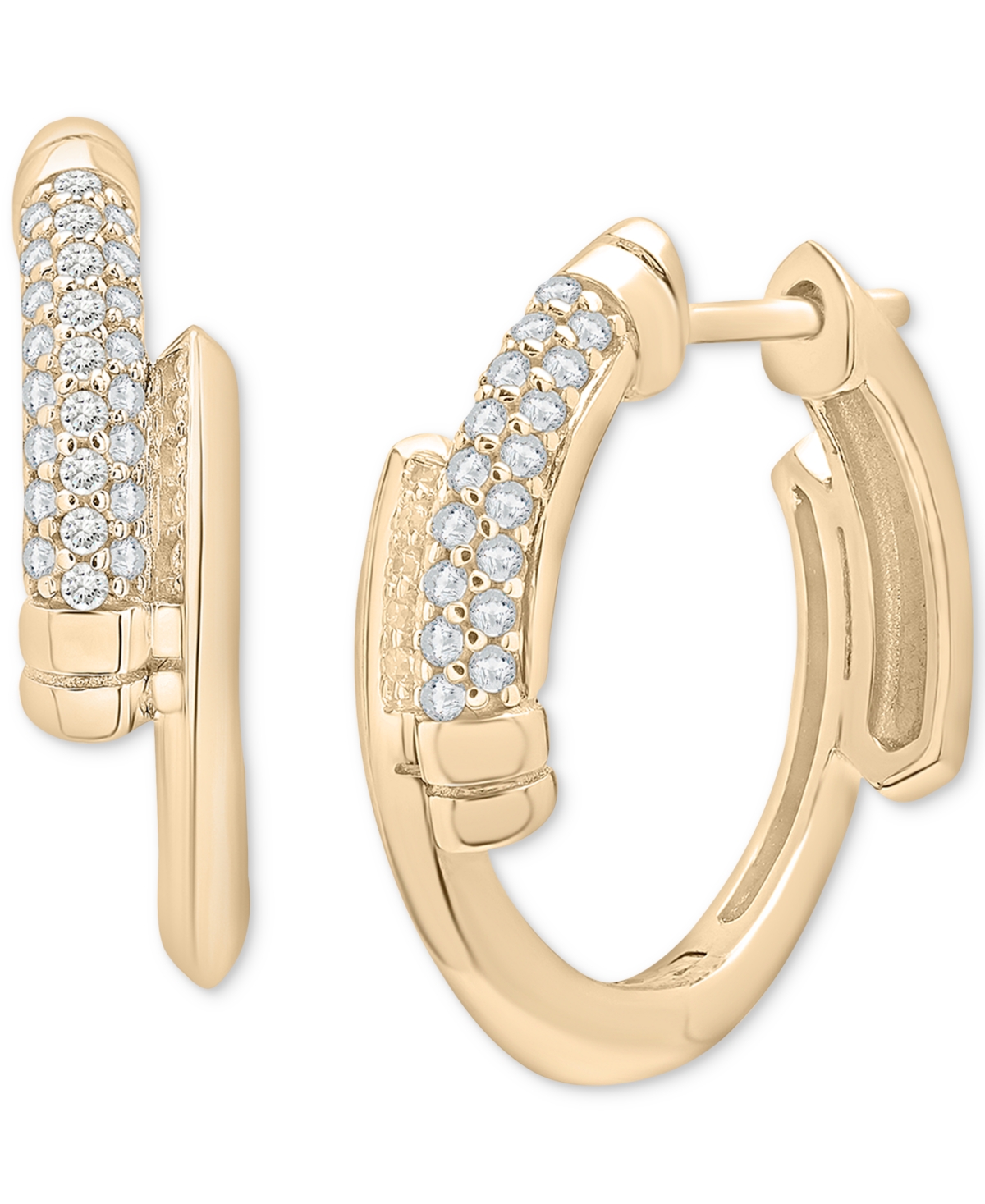 Diamond Small Hoop Earrings (1/6 ct. t.w.) in Gold Vermeil, Created for Macy's - Gold Vermeil