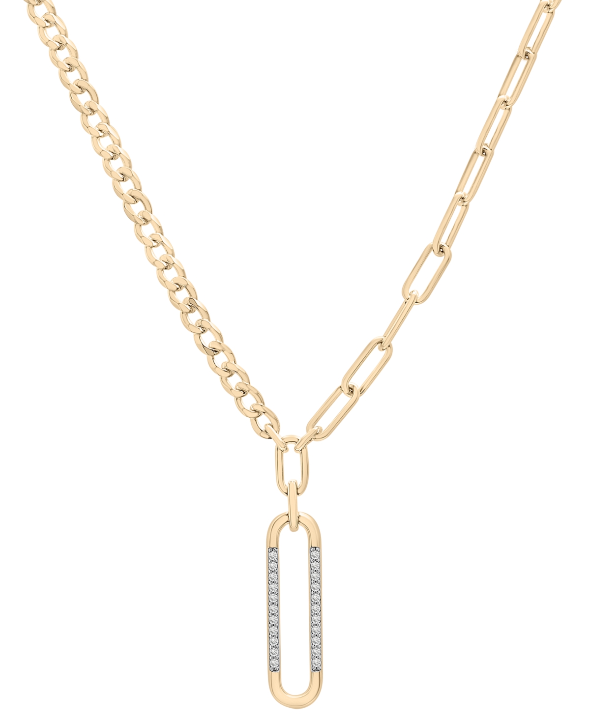 Diamond Vertical Link Two-Chain 18" Pendant Necklace (1/6 ct. t.w.) in Gold Vermeil, Created for Macy's - Gold Vermeil
