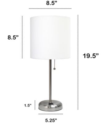 Oslo 19.5" Contemporary Bedside Standard Metal Table Desk Lamp with White Drum Fabric Shade