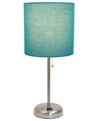 Oslo 19.5" Contemporary Bedside Standard Metal Table Desk Lamp with White Drum Fabric Shade