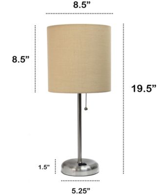 Oslo 19.5" Contemporary Bedside Standard Metal Table Desk Lamp with White Drum Fabric Shade