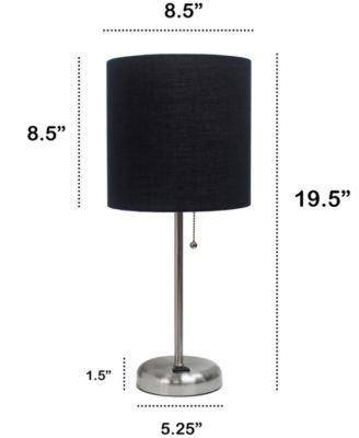 Oslo 19.5" Contemporary Bedside Standard Metal Table Desk Lamp with White Drum Fabric Shade