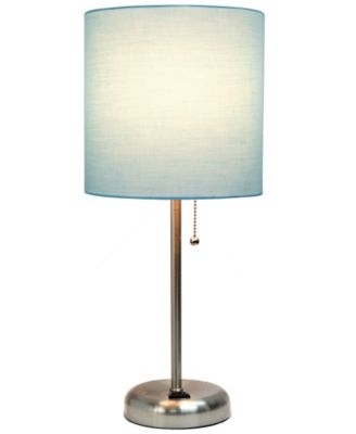 Oslo 19.5" Contemporary Bedside Standard Metal Table Desk Lamp with White Drum Fabric Shade