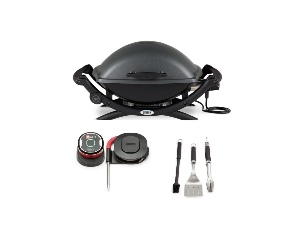 Q 2400 Electric Grill (Black) with Thermometer and Tool Set - Black