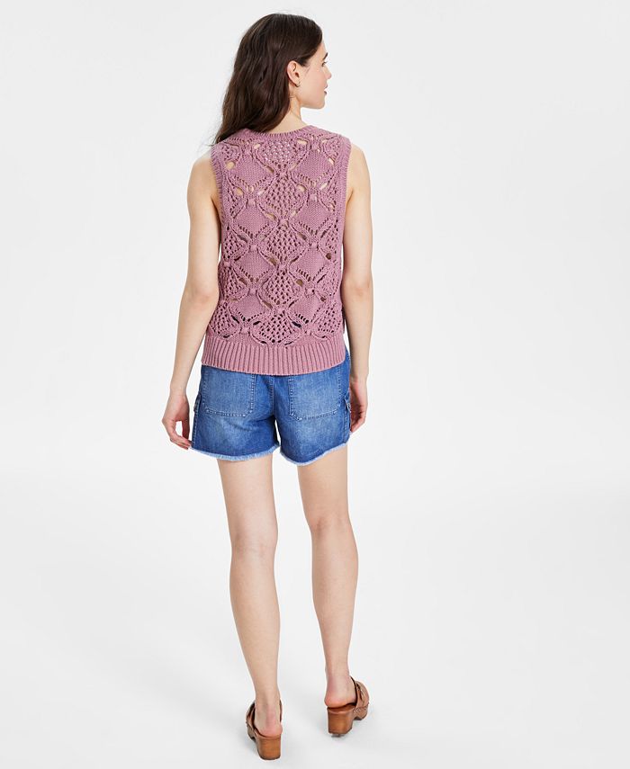 Lucky Brand Women's Diamond Crochet Cotton Sweater Vest Macy's