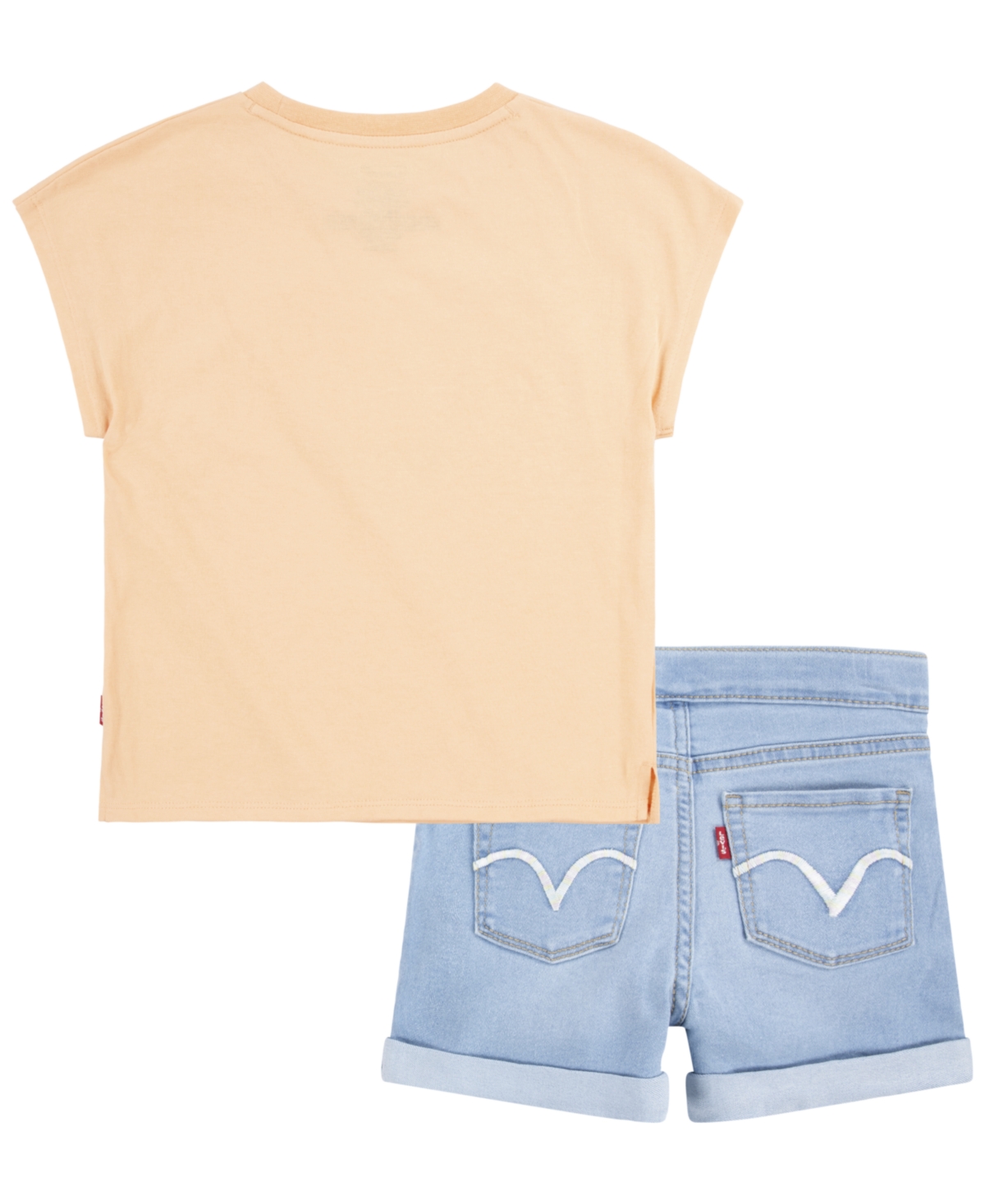 Shop Levi's Little Kids Palm Dolman Tee And Shorts Set In Coral Sands