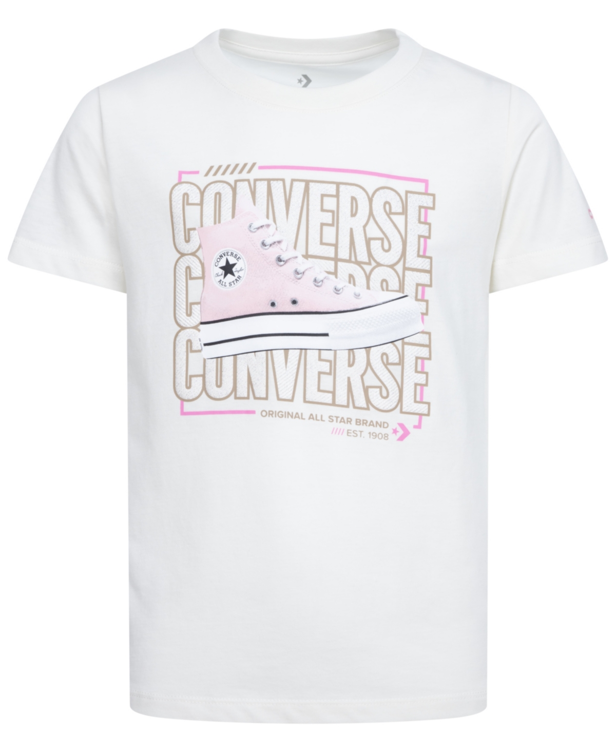 Shop Converse Girls Chuck Taylor Short Sleeve Graphic Tee In Egret