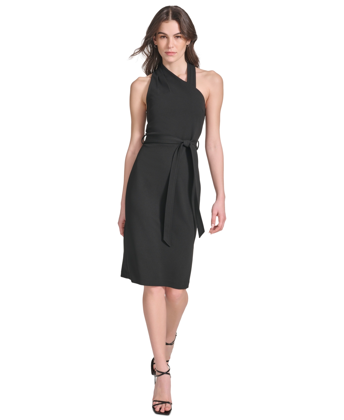 Shop Calvin Klein Women's Belted Sheath Dress In Black