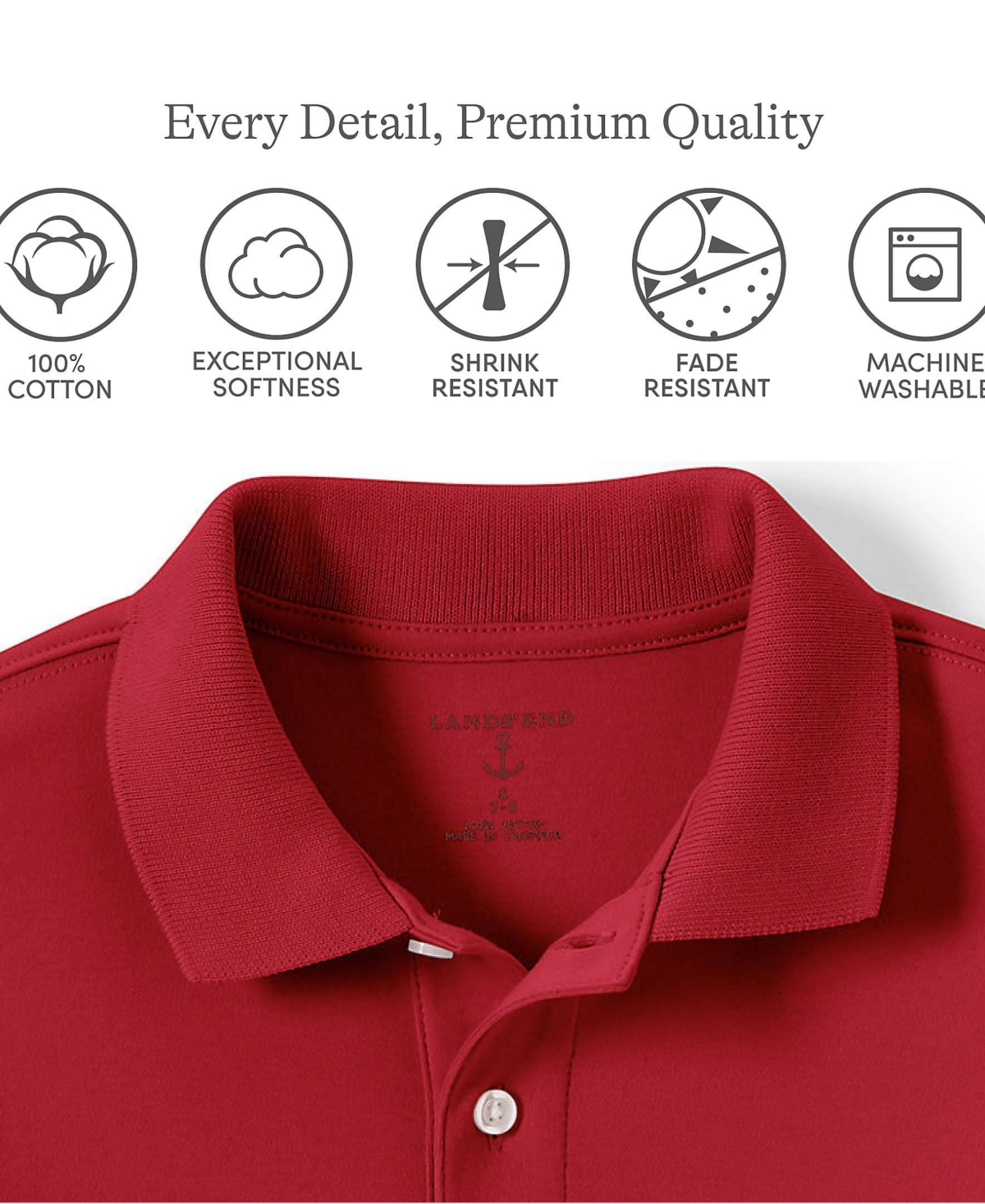 Lands' End Big Boys Short Sleeve Interlock Polo Shirt