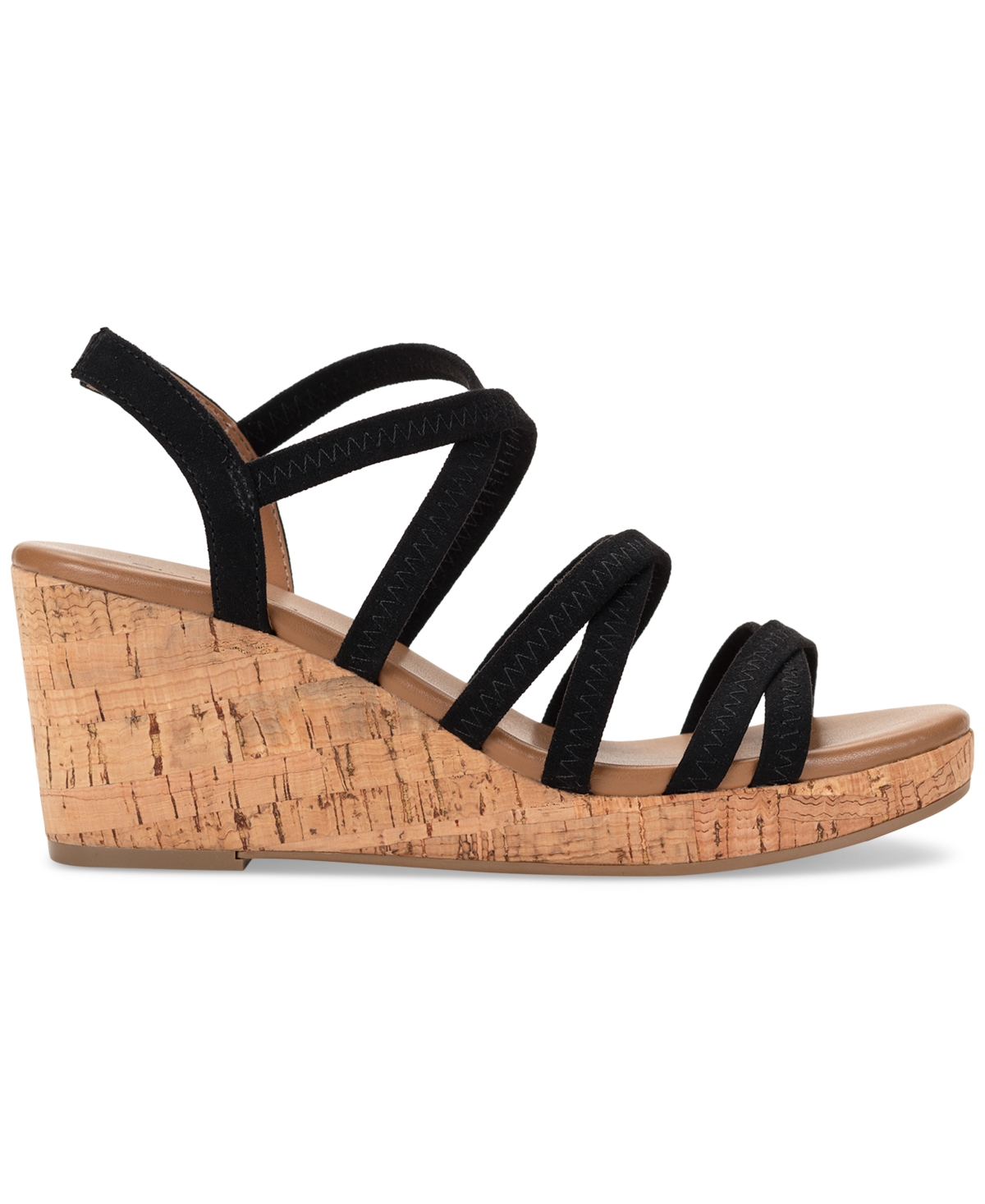 Shop Style & Co Women's Arloo Strappy Elastic Wedge Sandals, Created For Macy's In Daffodil