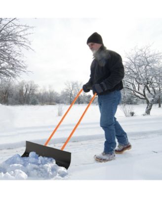 Snow Shovel with Wheels with 30 Inches Wide Blade and Adjustable Handle-Orange