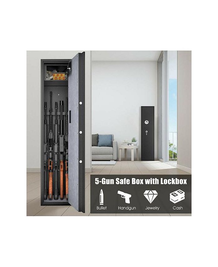 Slickblue Biometric Fingerprint Rifle Safe Quick Access 5-Gun Cabinet ...