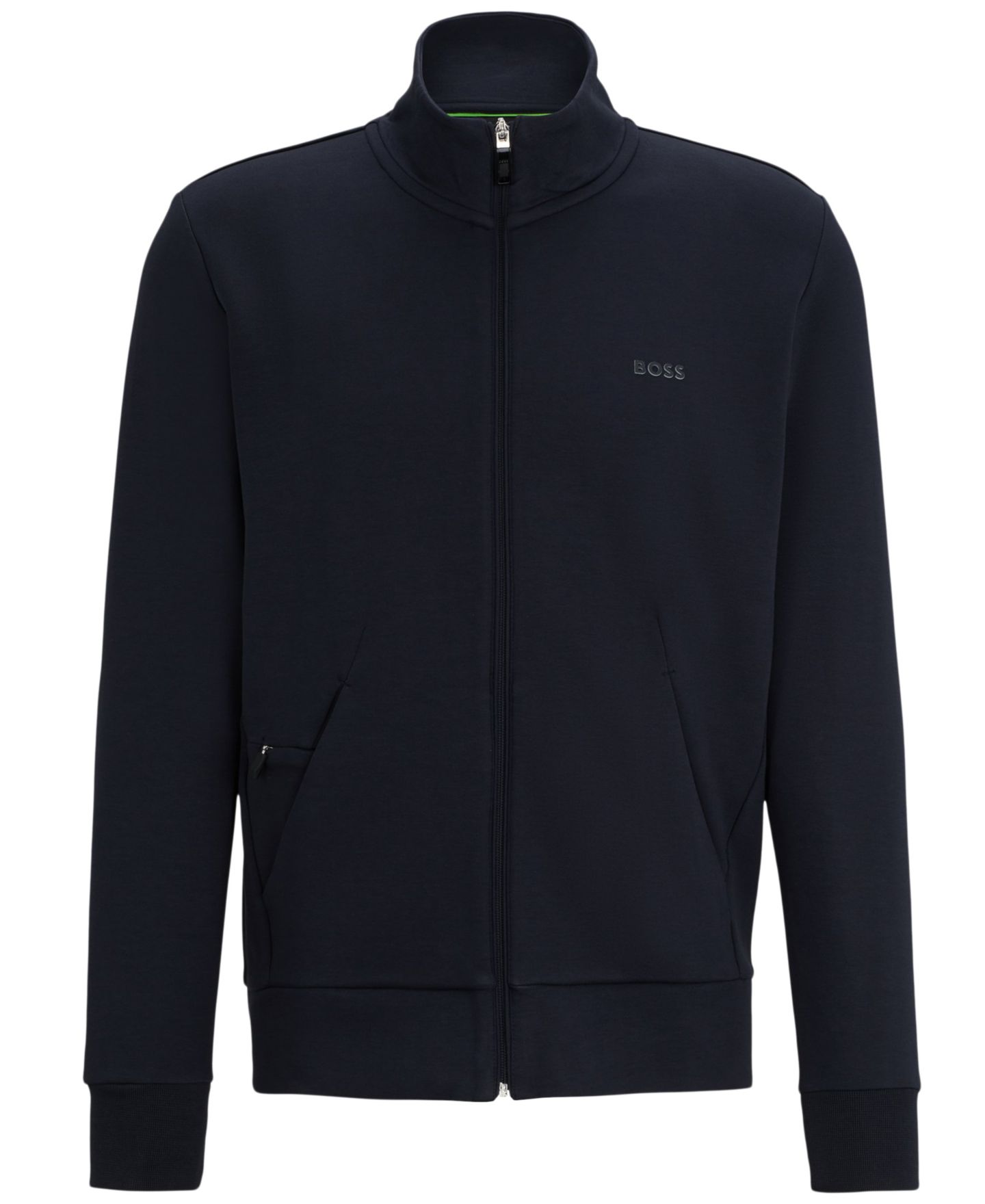 Мужские толстовки Hugo Boss Logo Print Zip-Up, цвет: Тёмный синий — фото 4