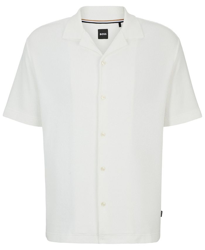 Hugo Boss Men's Cotton Bouclé Regular-Fit Collared Shirt - Macy's
