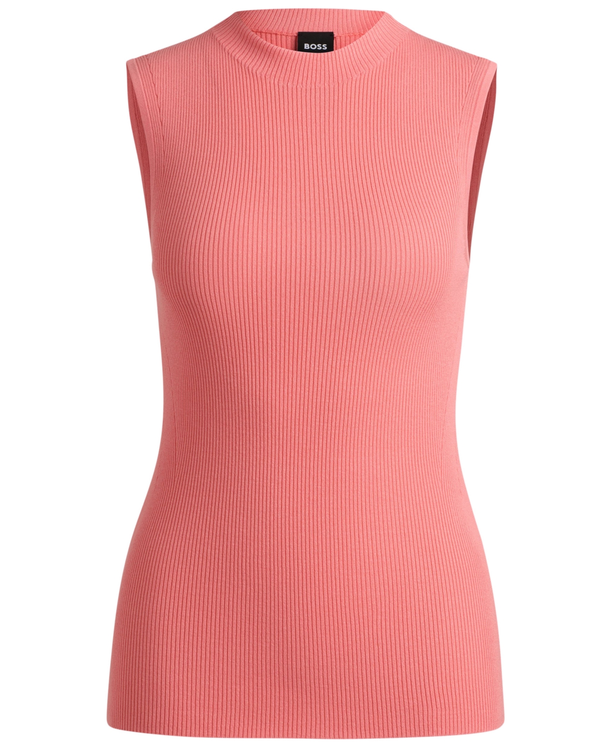 Shop Hugo Boss Boss By  Women's Sleeveless Ribbed Mock-neck Top In Open Pink