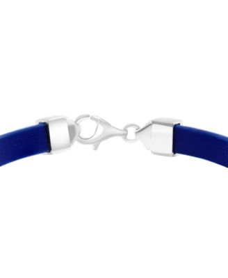 EFFY&reg; Men's Lapis & Blue Leather Bracelet in Sterling Silver (Also in Onyx & Malachite)