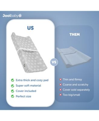 Soft Changing Pad + Washable Cover, Non-Slip - Fits Standard Changing Tables & Dressers (Gray)