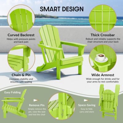 All-Weather Contoured Outdoor Poly Folding Adirondack Chair