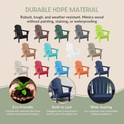 All-Weather Contoured Outdoor Poly Folding Adirondack Chair