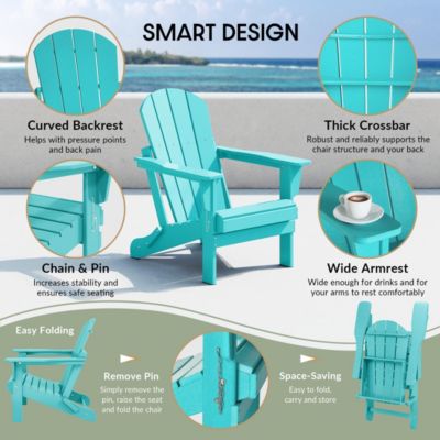 All-Weather Contoured Outdoor Poly Folding Adirondack Chair