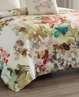 Antique Flowers 200-Thread Count Cotton Sateen 5-Pc. Reversible Comforter Set, King