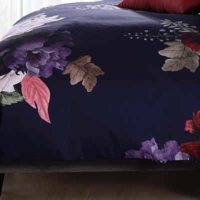 Deep Purple Garden Bedding 200 Thread Count 100% Cotton Sateen 5 Piece King Size Reversible Comforter Set