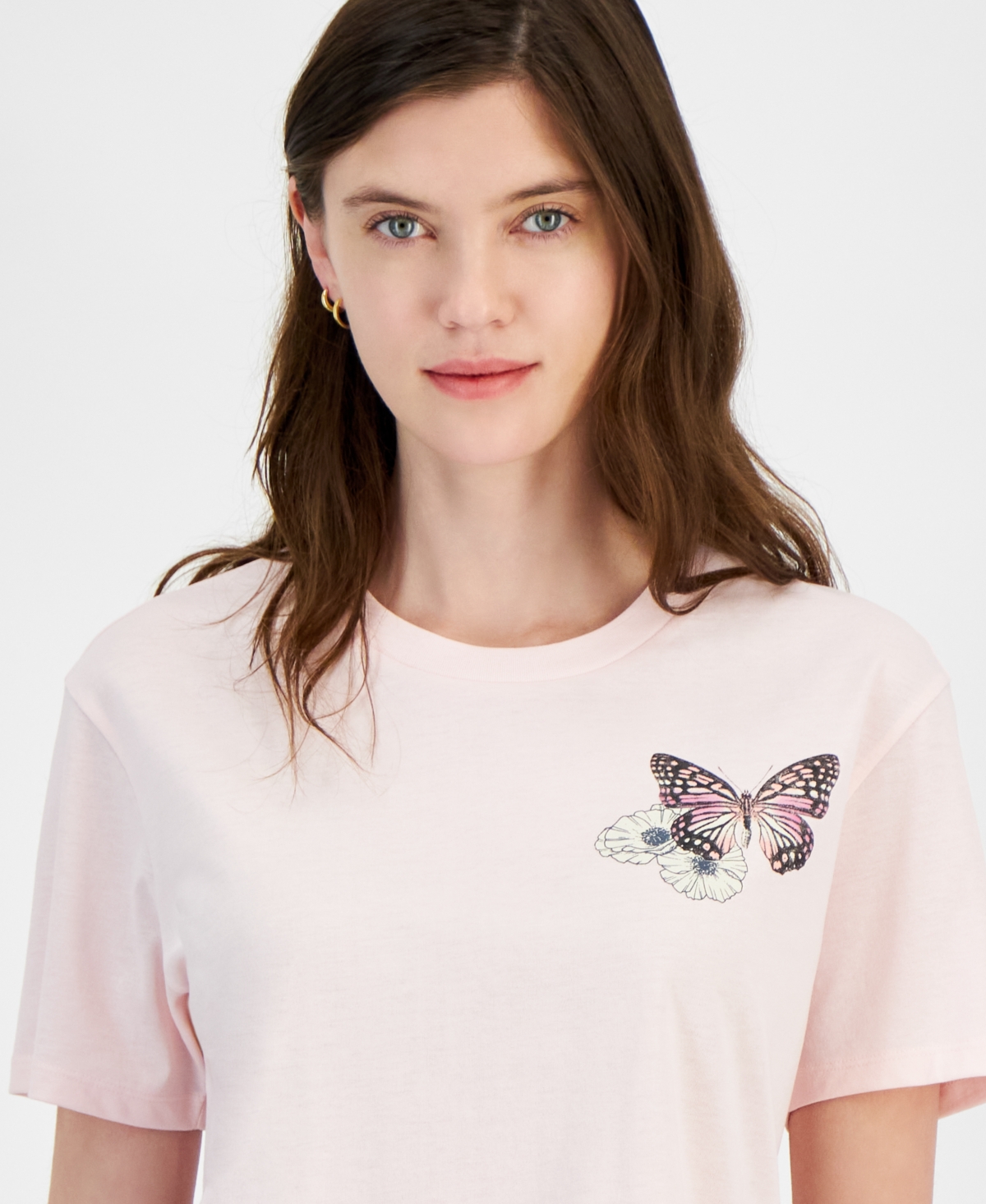 Rebellious One Juniors' Butterfly Graphic T-Shirt