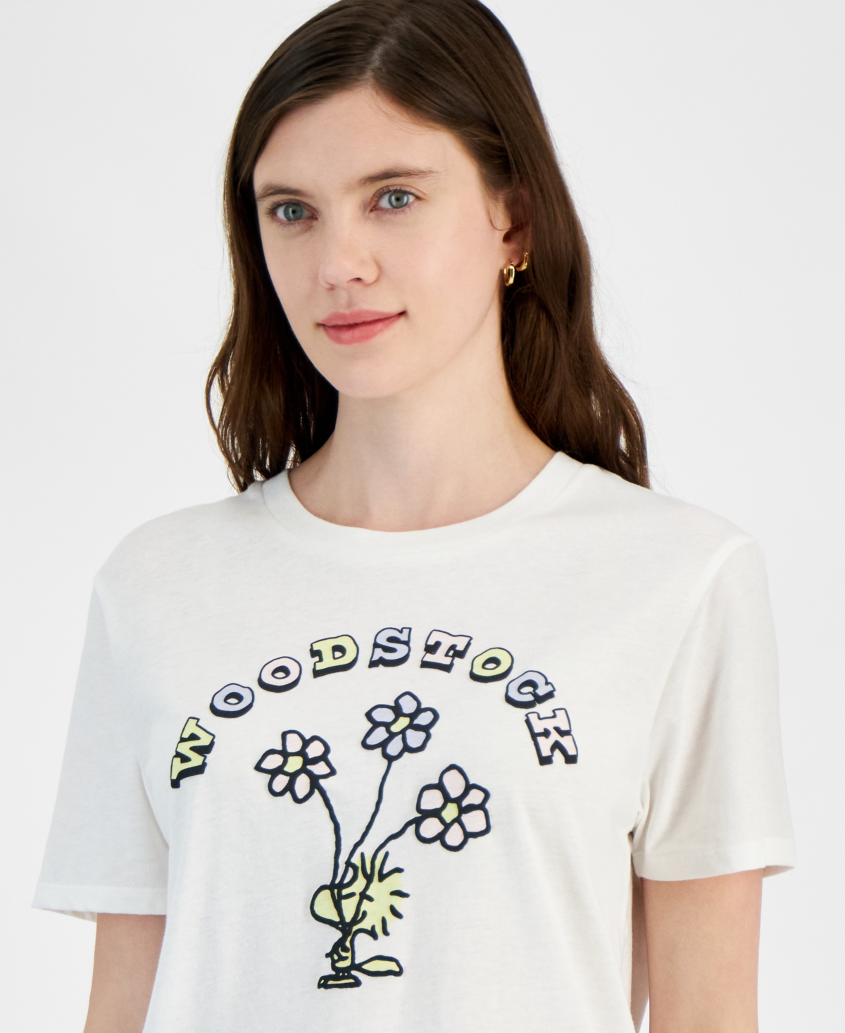 Love Tribe Juniors' Peanuts Woodstock Bouquet Crewneck Tee